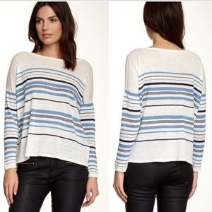 JOIE "Maine" 100%Linen Knit Sweater Ivory/Blue